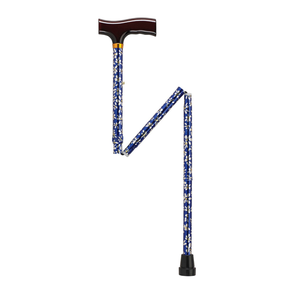 Lightweight Adjustable Folding Cane with T Handle - Blue Daisy - Click Image to Close